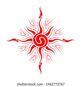 Abstract floral spiral, symbol of sun. Graphic stencil, silhouette template of tattoo. Spiritual vector illustration in style sacred geometry.