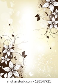 Abstract floral spring background with flowers and swirls