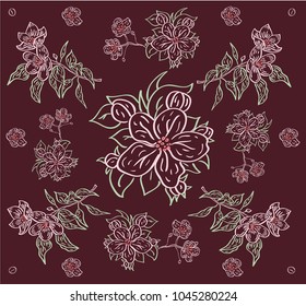 An abstract floral spring pattern. blooming apple tree. pattern for a scarf