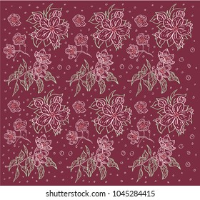 An abstract floral spring pattern. A blooming apple tree. On a pink background