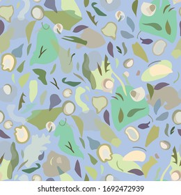 Abstract floral spring plant pattern with modern floral shape, lily of the valley element in pastel tones. Modern fine arts plant pattern. Spring romance.