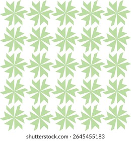 Abstract floral star pattern in green and white tones