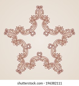 Abstract floral star pattern in pastel rose pink shades