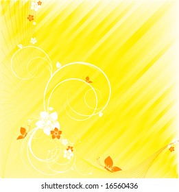 abstract floral striped vector background with butterflies