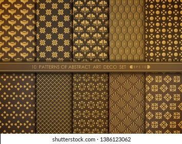 Abstract floral style antique of golden art deco pattern set. You can use for pattern art work decorating, ad, luxury style. illustration vector eps 10
