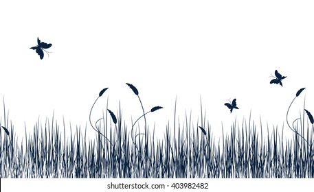 abstract floral summer vector bunner with butterflies 