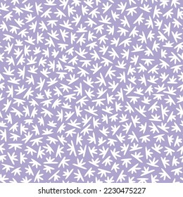 Abstract floral surface design by white and lilac colors vector. Funny cartoon surface design with simple flowers monochrome. Perfect for fabric, clothes and home decor