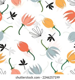 Resumen de patrones de superficie floral sin fisuras ilustración vectorial de fondo para diseño de moda, tela, papel pintado e impresión

