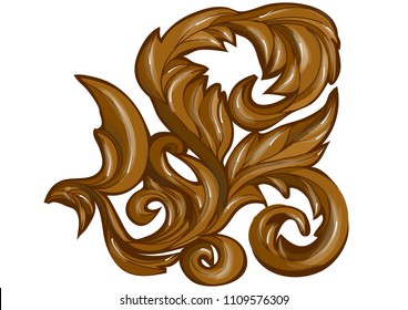 abstract floral swirl. wood carving abstract leaves