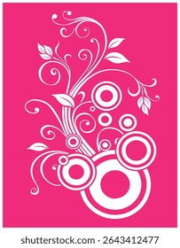 Abstract Floral Swirls with Circles - Modern Vector Design