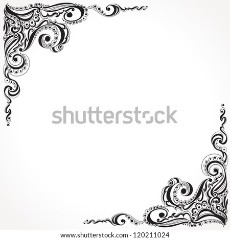 abstract floral tattoo pattern template frame のベクター画像素材