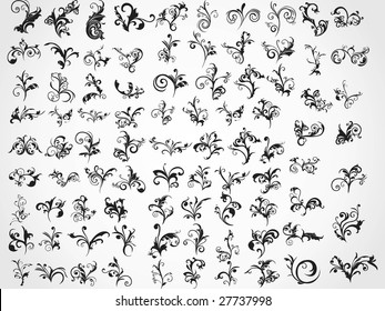  abstract floral tattoos background, vector illustration