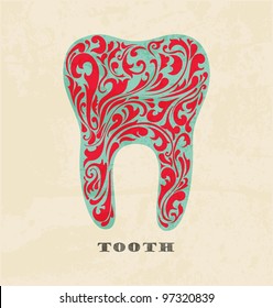 abstract floral teeth. Retro poster