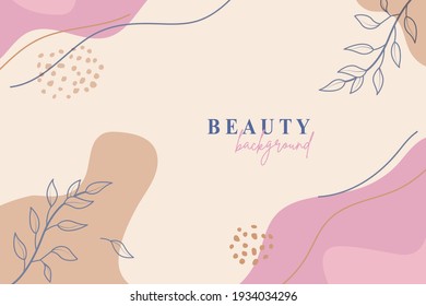 Resumen del fondo de la plantilla floral. Pancarta moderna de mínima orgánica. Vector de belleza floral fondo de colores pastel