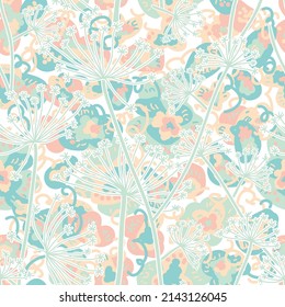 Abstract floral texture. Light seamless pattern.