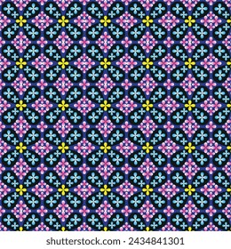 Abstract Floral Tiles Seamless Pattern Repeating background. Ornament for fabric, wallpaper, packaging, Decorative print.