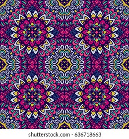 Abstract floral tiles vintage ethnic seamless pattern ornamental