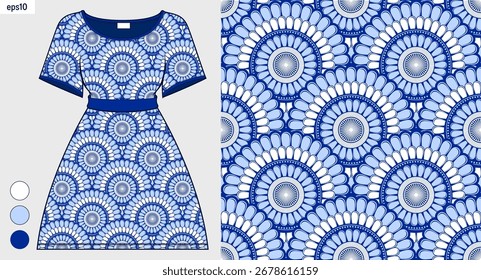 Padrão tribal floral abstrato para vestidos e saias. Design de vetor étnico perfeito inspirado na moda africana e indiana. ilustração têxtil, não gerada pela IA.