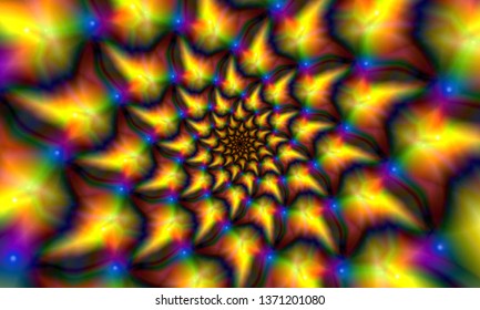 Abstract floral tunnel, magic leafs whirl