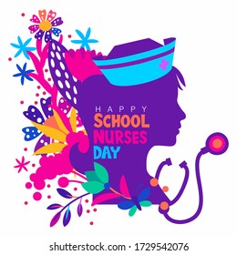 An Abstract Floral Typography Style Vector Illustration On Happy School Nurses Day On An Isolated White Background