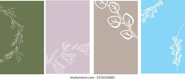 abstract floral universal backgrounds. Vector illustration for wedding invitation, greeting card, sale banner, poster, advertisement, business card, cover, brochure, social media post and story