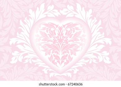 Abstract Floral Valentine's day Heart in pink color