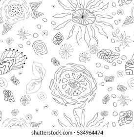 Abstract floral Vector art - Seamless pattern. 