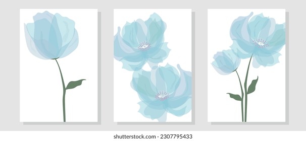 Abstract floral vector art. Wall design with watercolor and transparency effect. Wall decoration with flowers.