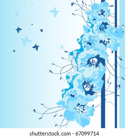 abstract floral vector background with butterflies