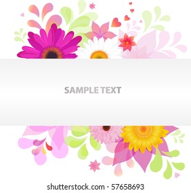 Abstract Floral Vector Background With Colorful Daisies