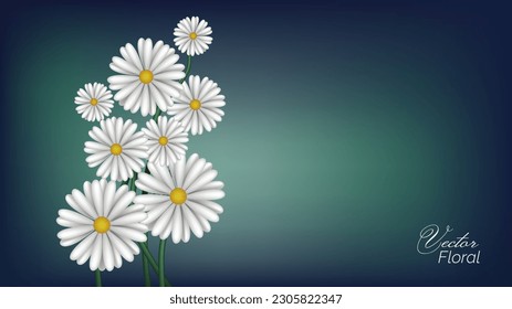 abstract floral vector bg white daisy flowers spring nature background