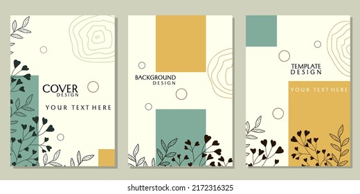 Resumen del fondo de la cubierta vectorial floral. Plantillas dibujadas a mano de hojas y fondos de catálogo, sitios web, libros, tejidos