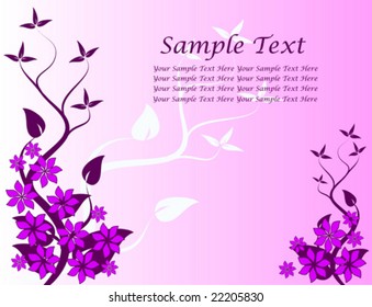 Un diseño abstracto de vector floral con un árbol estilizado a la izquierda con espacio para texto