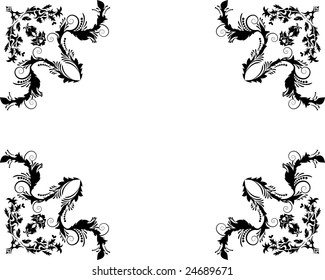 Abstract floral vector frame background in Victorian style