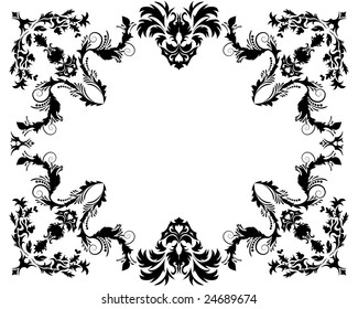 Abstract floral vector frame background in Victorian style