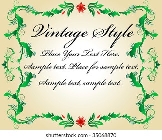 Abstract floral vector frame backgrounds  in Victorian style