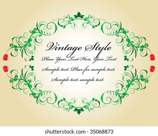Abstract floral vector frame backgrounds  in Victorian style