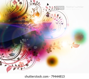 Abstract floral vector frame for summer bright magic design. eps 10.