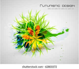 Abstract floral vector futuristic composition