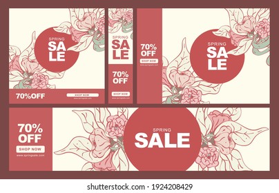 abstract floral vector illustration for spring sale promotion. spring sale banner. floral background.
