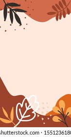 Abstract floral vector modern stories background. Hand-drawn leaves template.