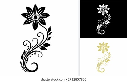 Abstrato vetor floral padrão decoração ornamento ilustração com vintage folha curl e ramo silhueta design elementos