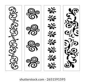Abstract Floral Vector Patterns Set Black Stencil Designs For Decoration And Creative Projects
