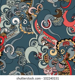Abstract floral vector seamless pattern.