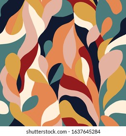 abstract floral vector seamless pattern color block 60s style wallpaper