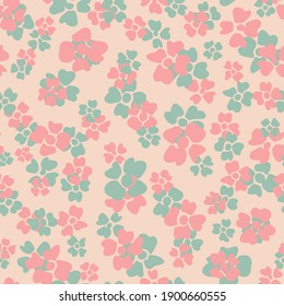 Abstract floral vector seamless pattern with beige background and retro pastel colors.