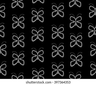 Abstract floral vector seamless pattern with figured butterflies. Nature endless vector decorative texture