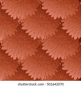 Abstract floral vector seamless pattern background wallpaper illustration with decorative monochrome 3d flowers. .Modern decor elements with shadows and highlights. Endless luxury elegant texture