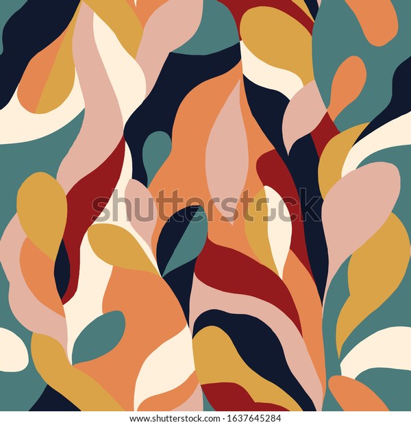 abstract floral vector seamless pattern color\
block 60s style\
wallpaper