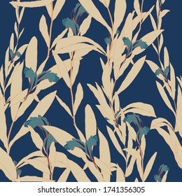 abstract Floral vector seamless repeat pattern.70s color theme perfect for fabrics,wallpaper, packaging, home decor products.